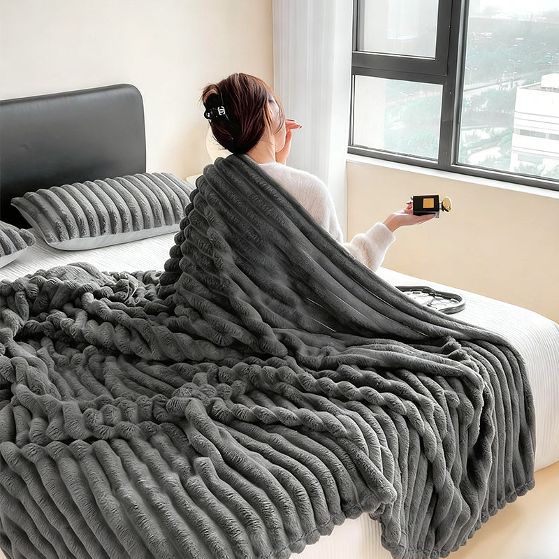 🛏️Sűrű nyúl plüss és tejbársony huzatú takaró