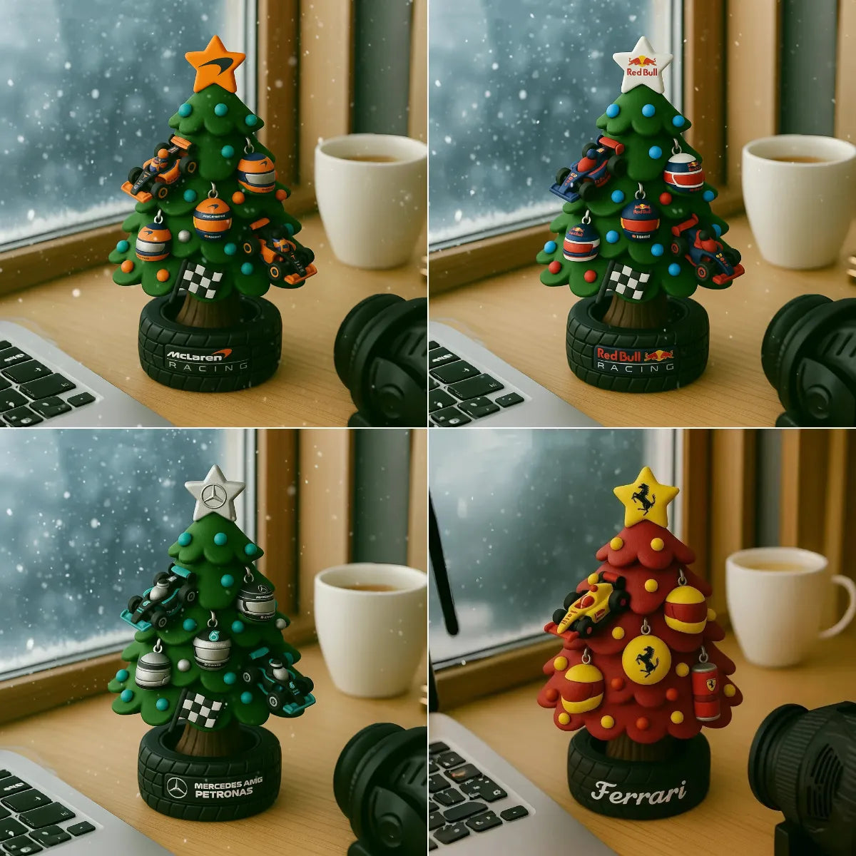 🎄🏎️ Miniatűr F1-es csapatstílusú karácsonyfa