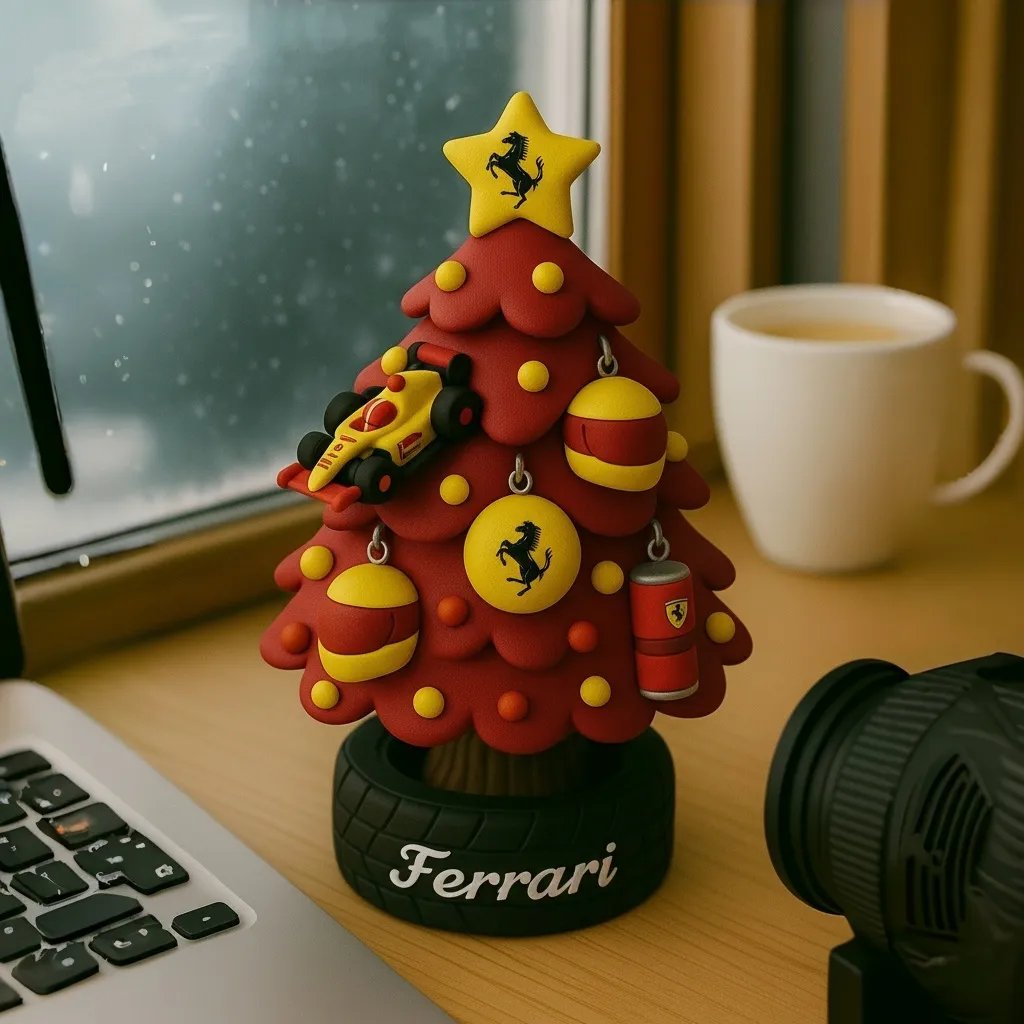 🎄🏎️ Miniatűr F1-es csapatstílusú karácsonyfa